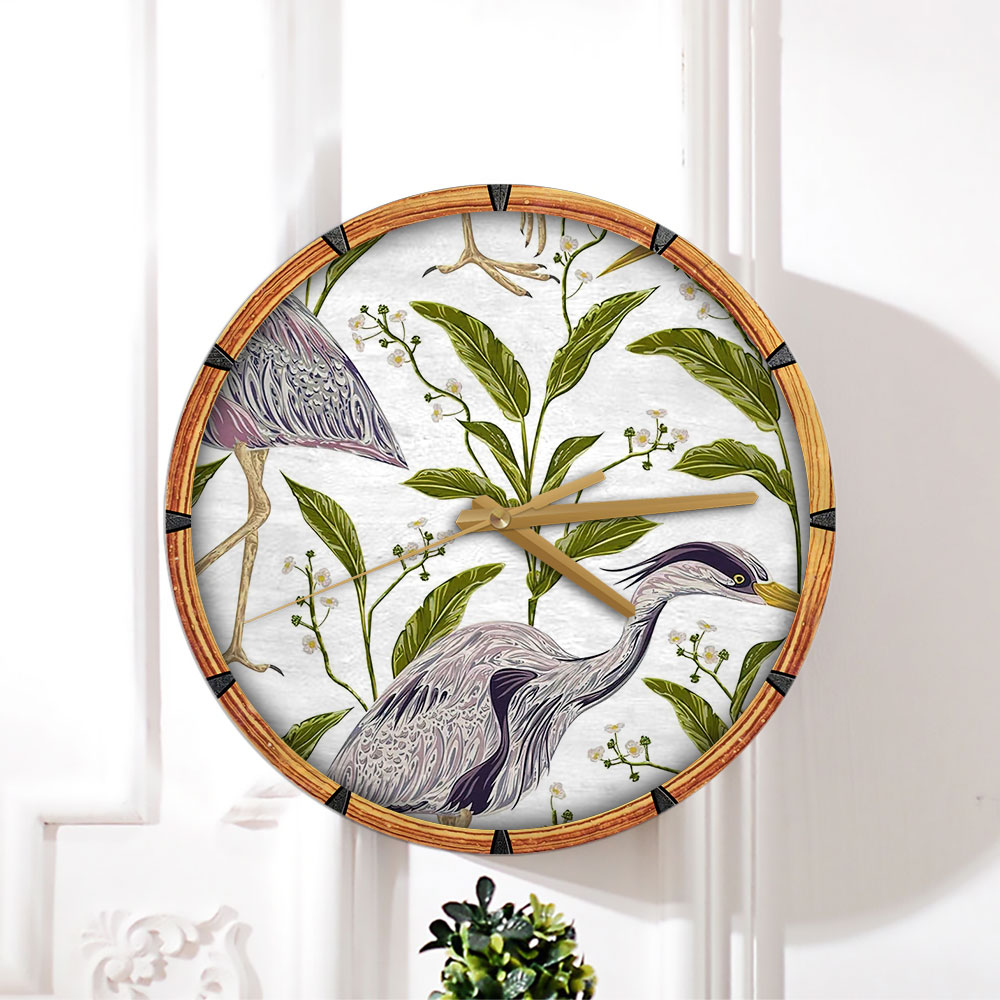 Tropical Heron Art Wall Clock