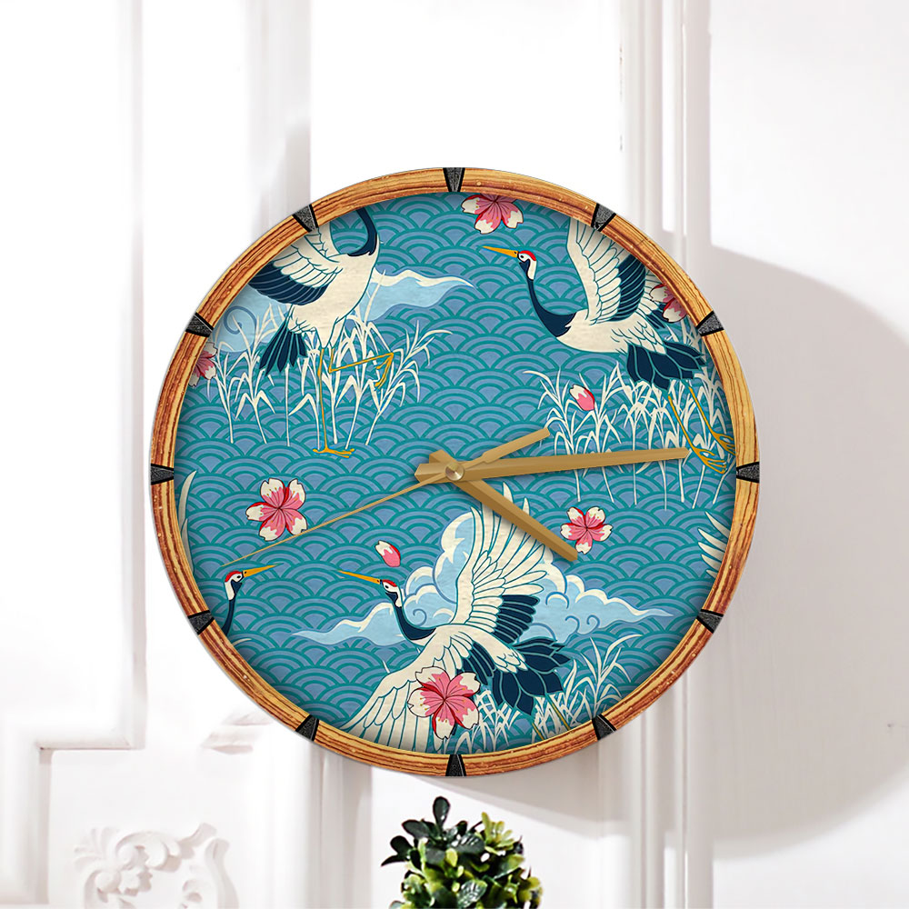 Vintage Spring Blue Heron Wall Clock