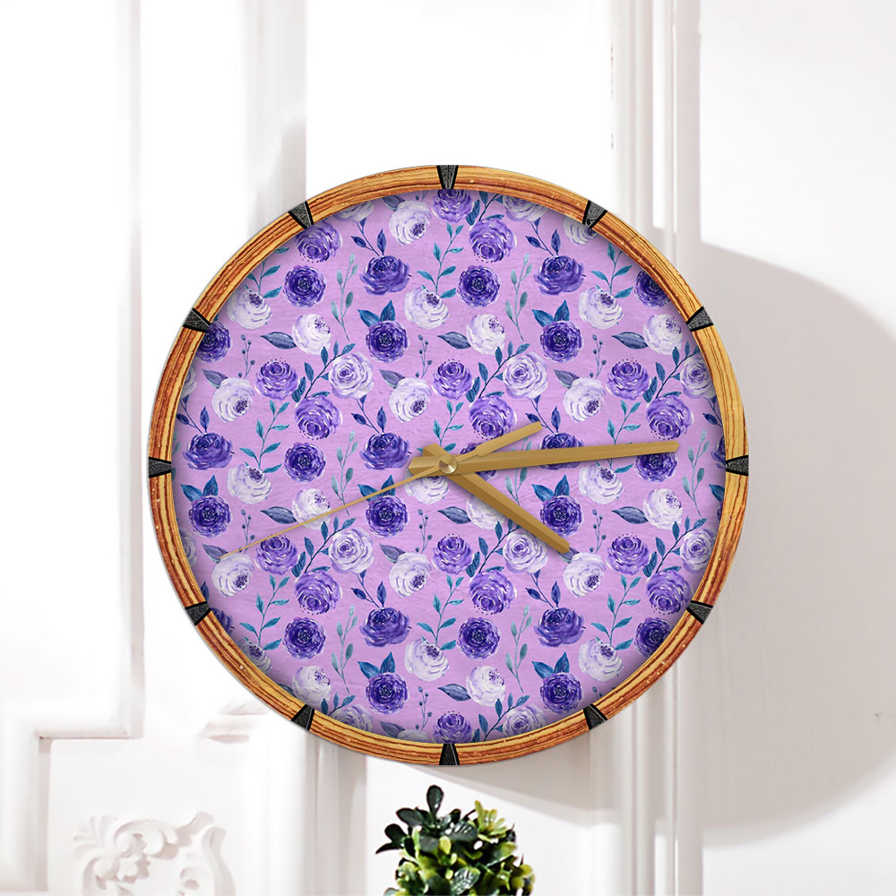 Violet Purple Flower Wall Clock