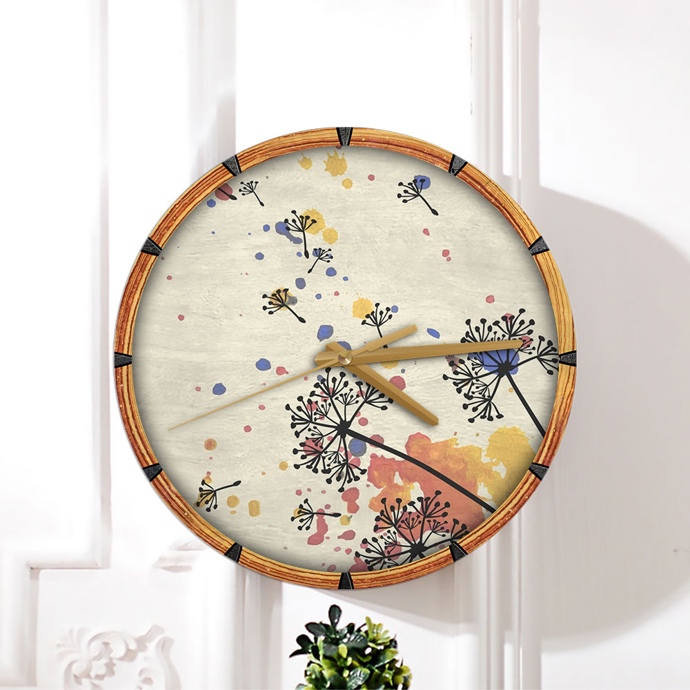 Watercolor Dandelions Wall Clock