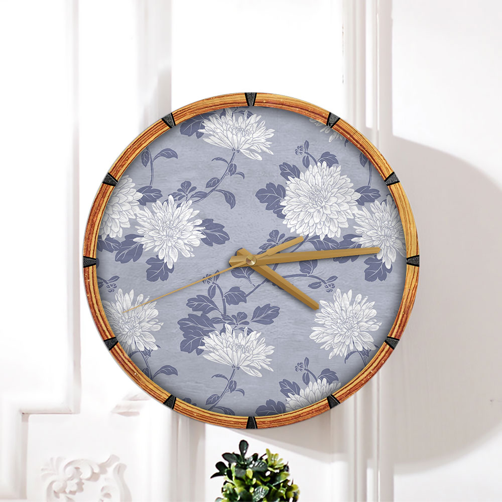 White Chrysanthemum Wall Clock