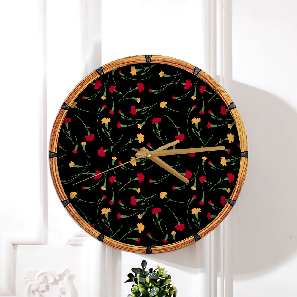 Yellow Red Carnations Wall Clock