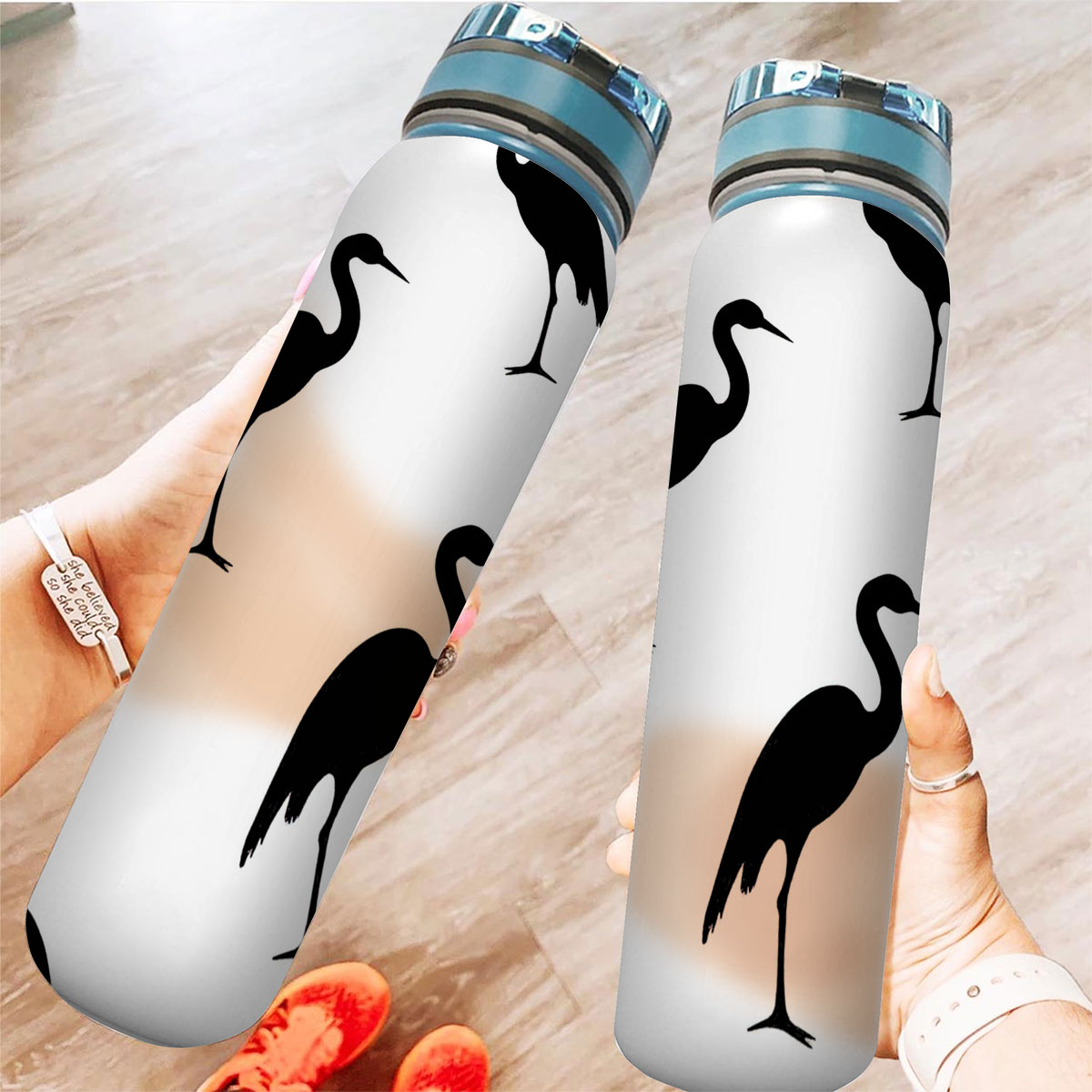 Black And White Heron Art Tracker Bottle