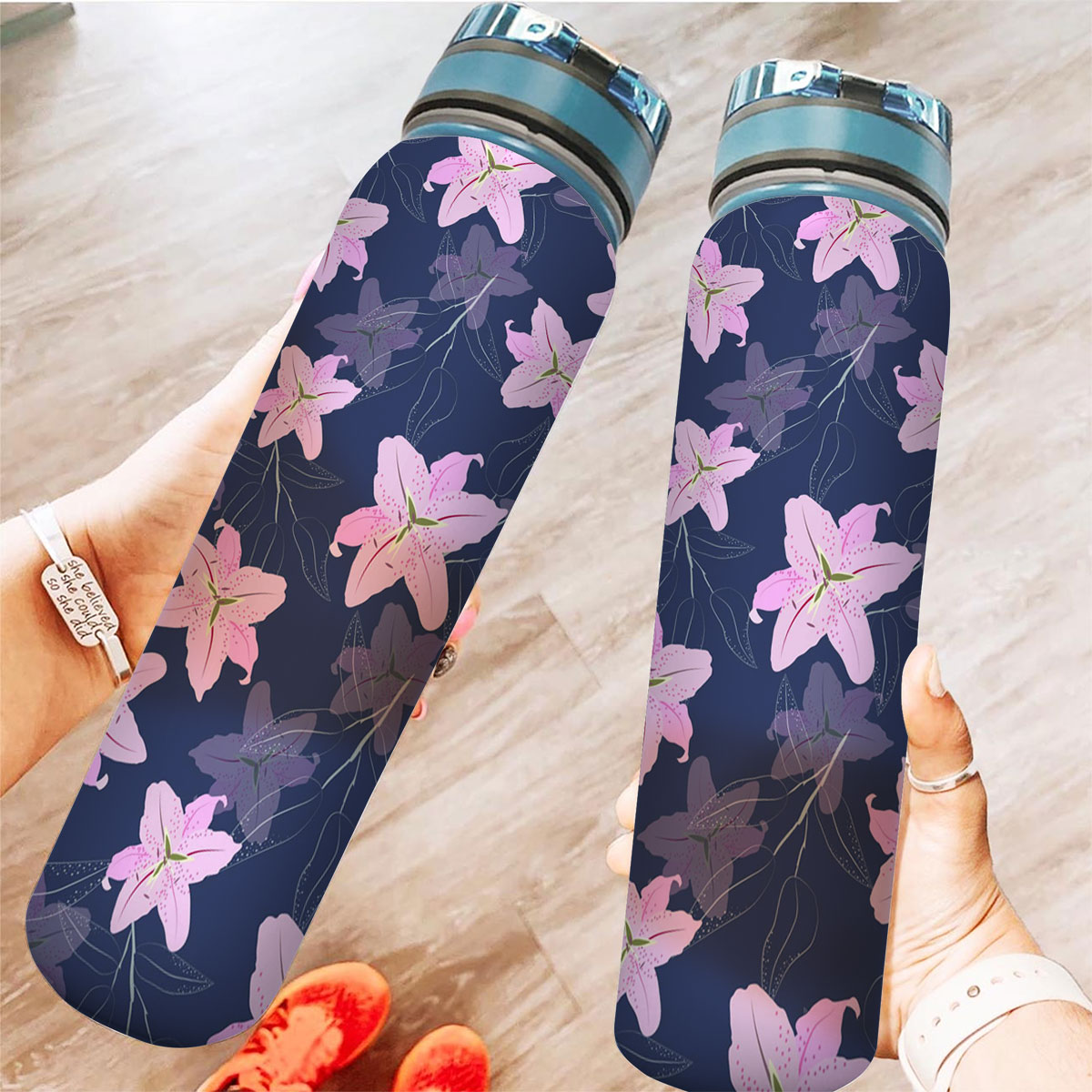 Purple Lily Flowers Tracker Bottle