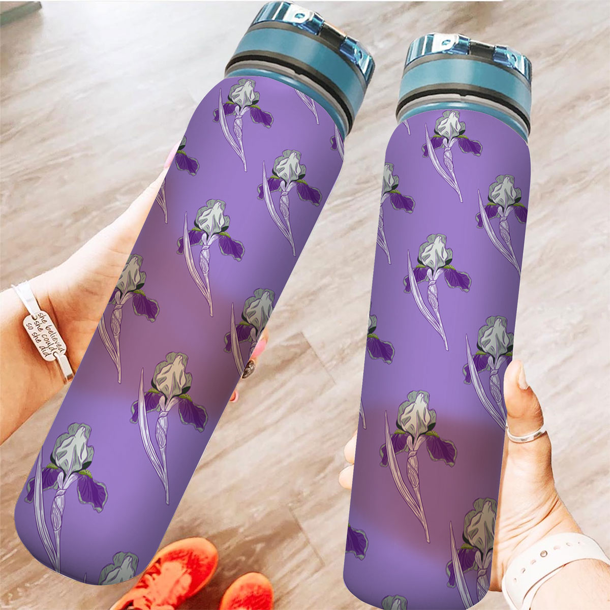 Simple Style With Small Iris Flower Tracker Bottle