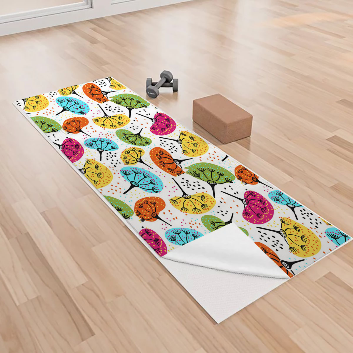 Abstract Colorful Dandelion Yoga Towels