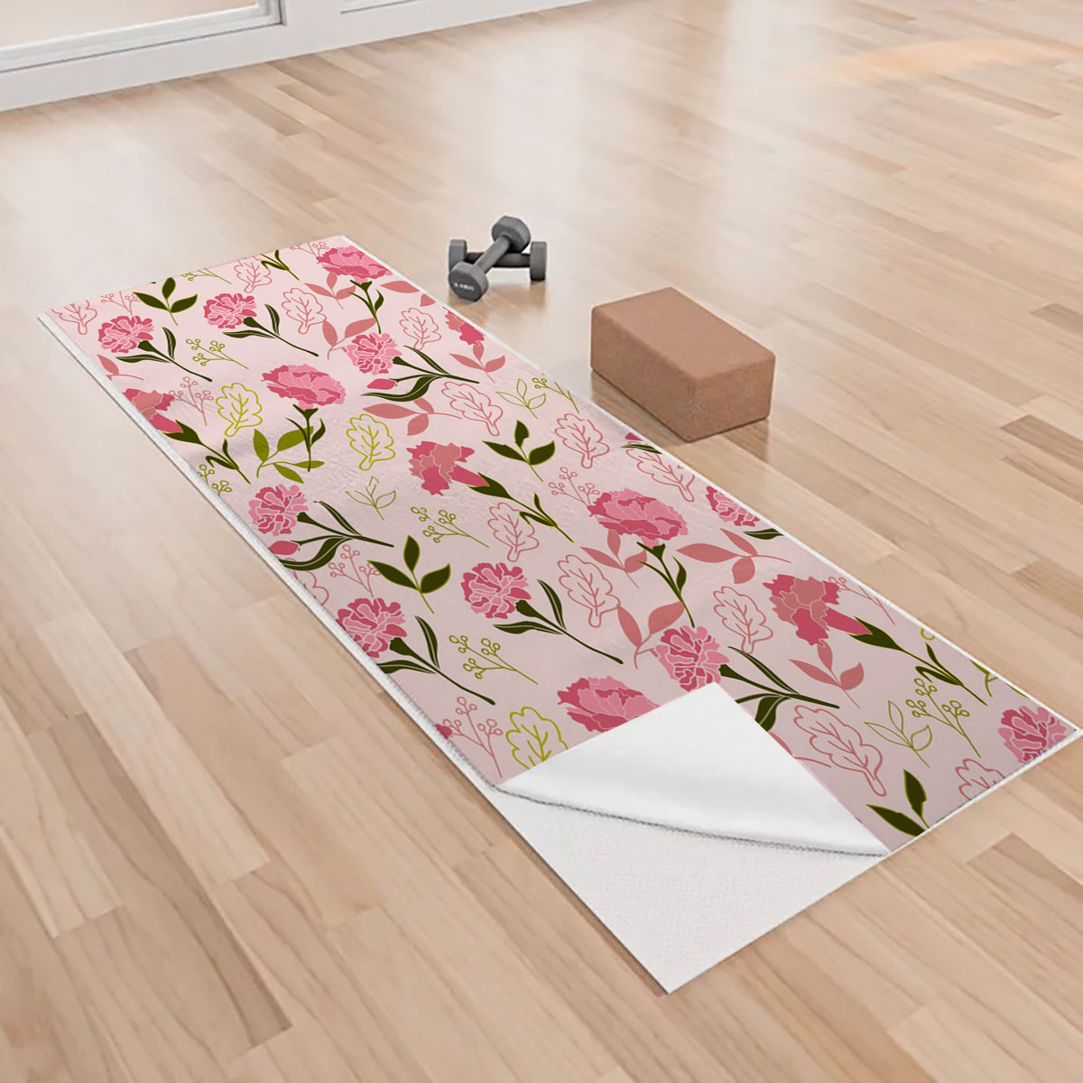 Beautiful Carnation Flower Yoga Towels