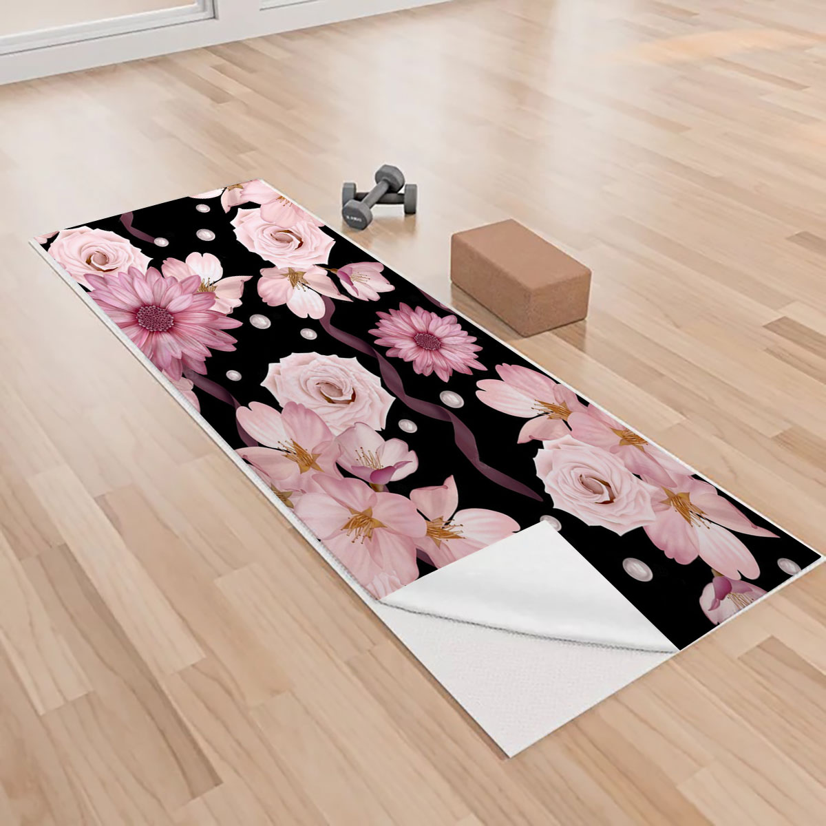 Beautiful Seamless Pattern With Roses And Chrysanthemum Yoga Towels
