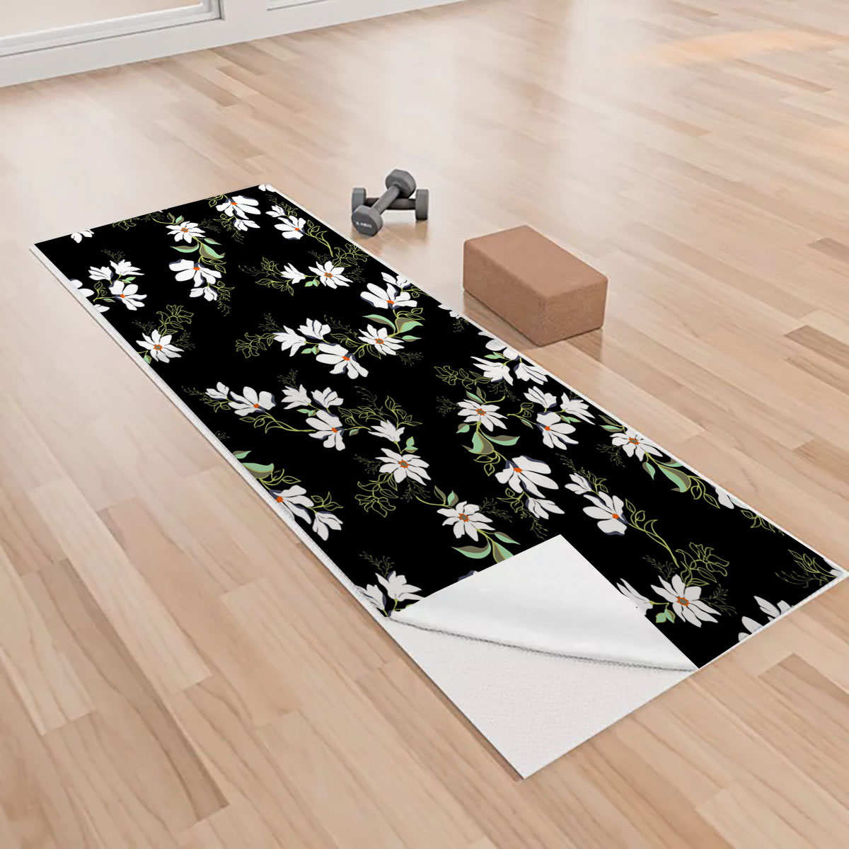 Bright Magnolia Seamless Pattern Yoga Towels