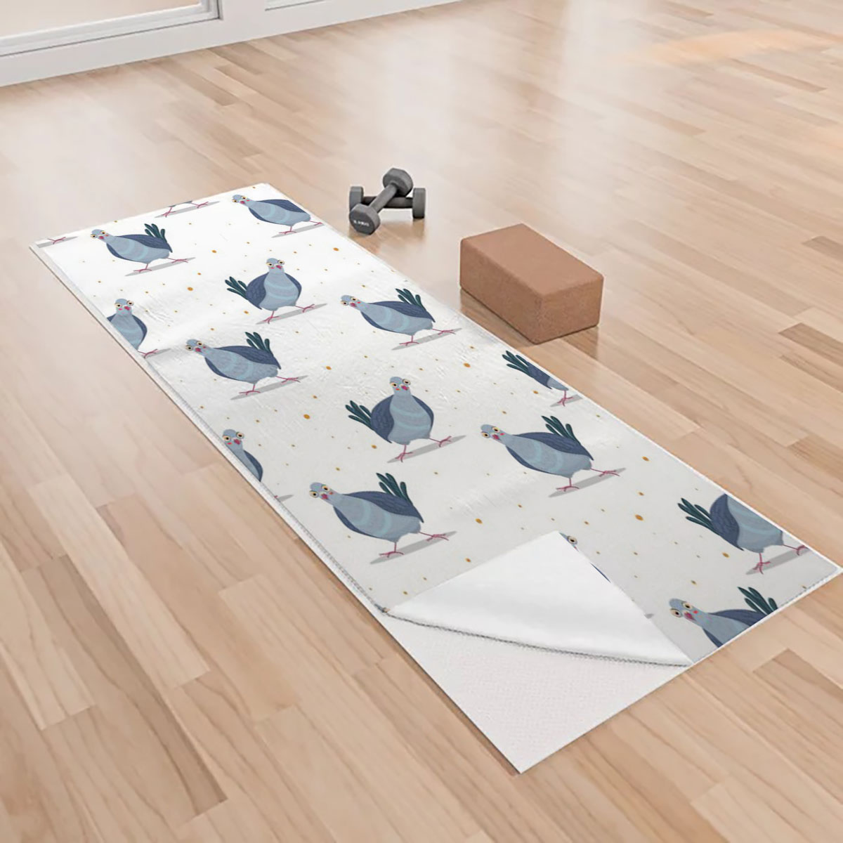 Cute Pigeon Monogram Yoga Towels