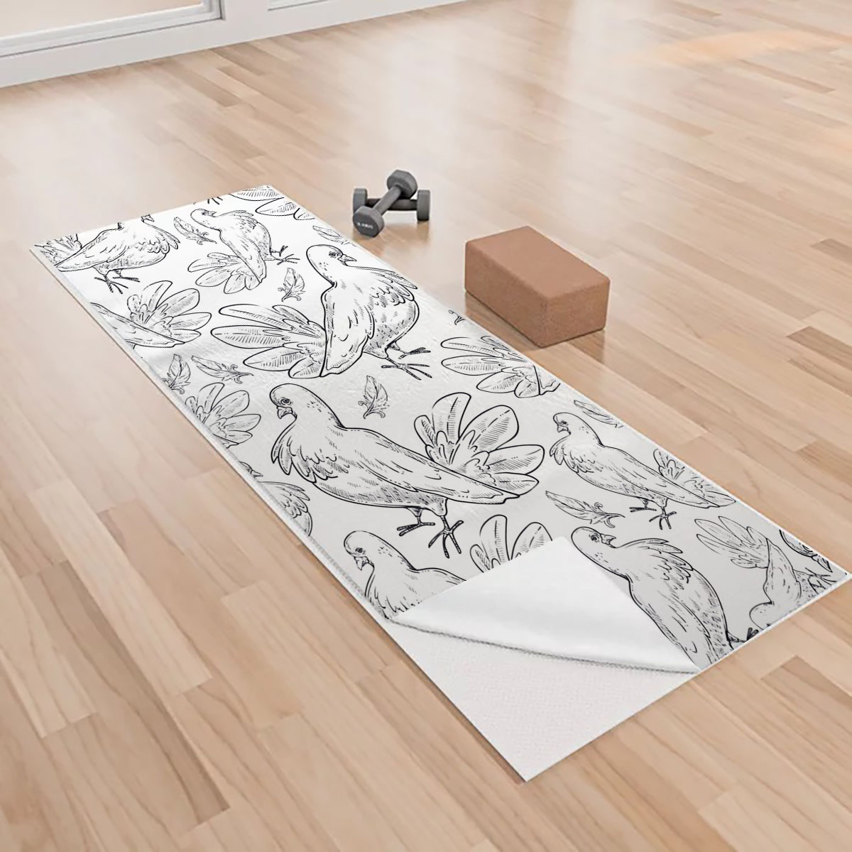 Draw Feather Pigeon Yoga Towels