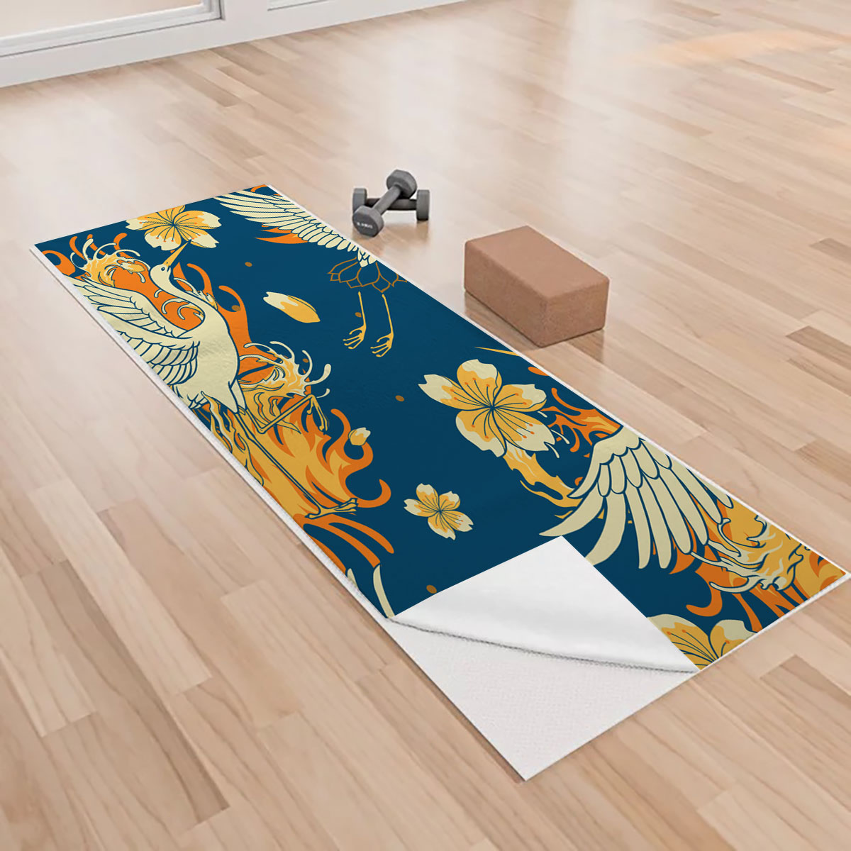 Fire Heron Art Yoga Towels