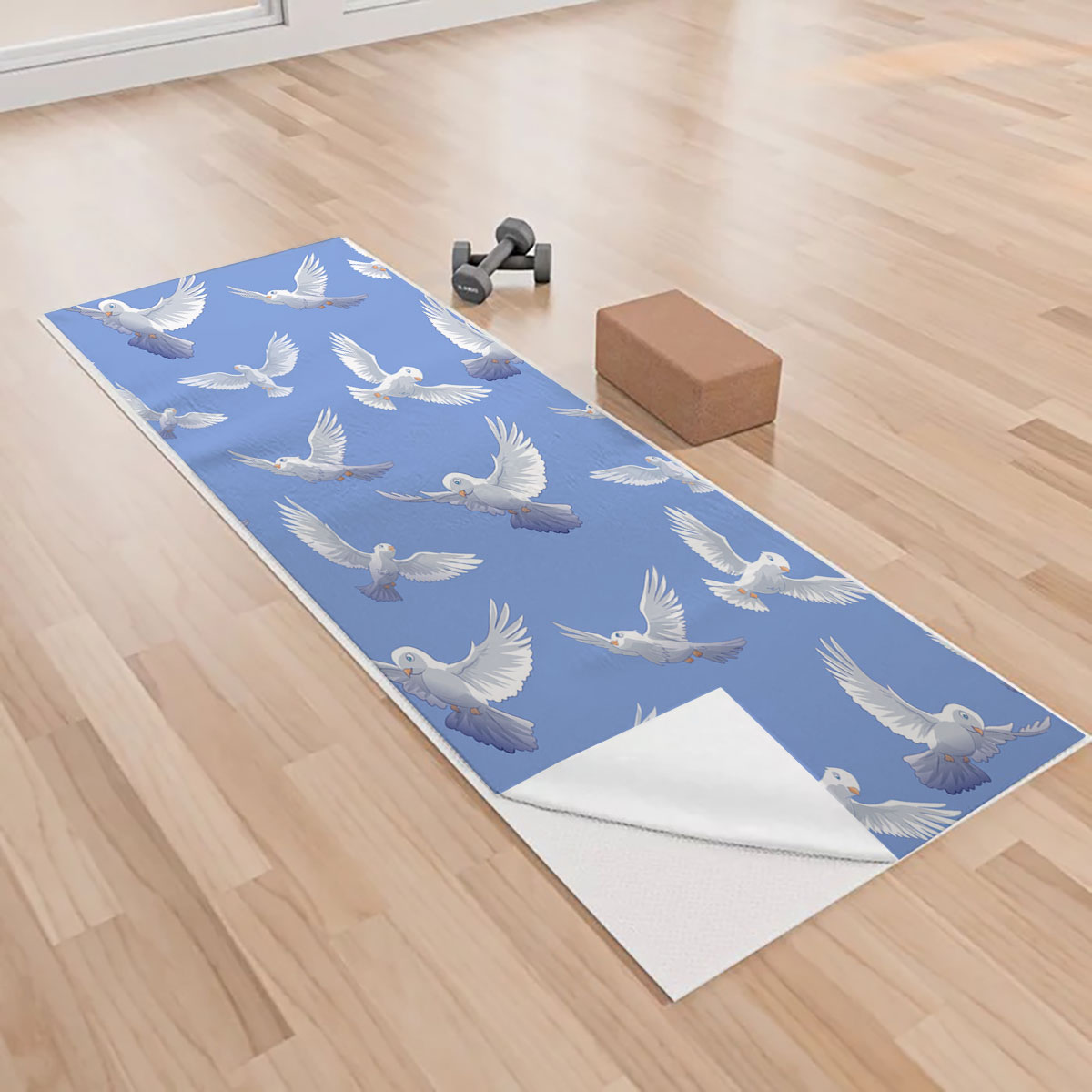 Flying White Pigeon Blue Sky Yoga Towels
