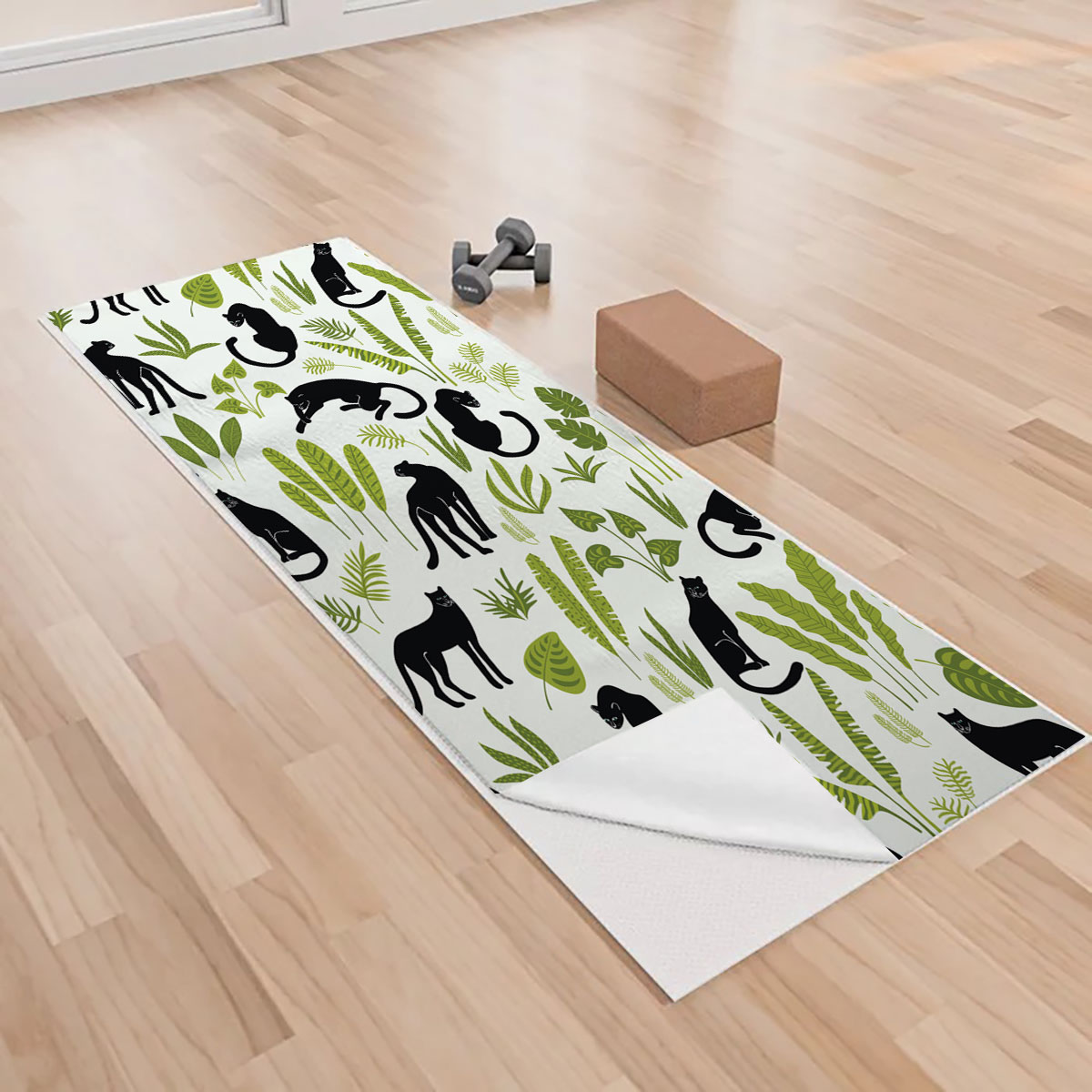 Green Leaf Black Panther Yoga Towels