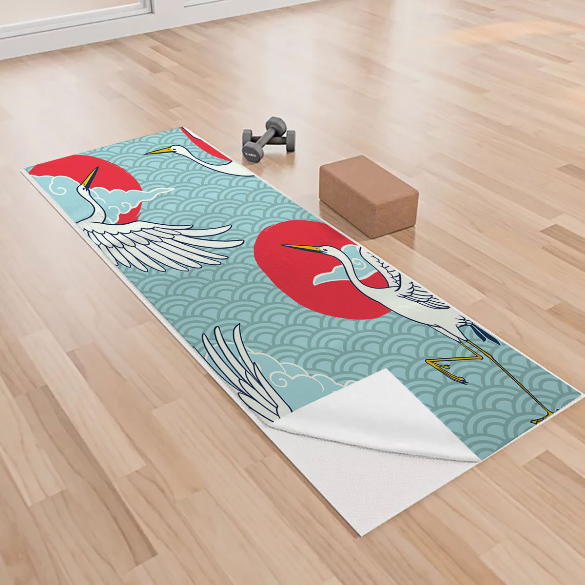 Iconic Flying Heron Art Yoga Towels