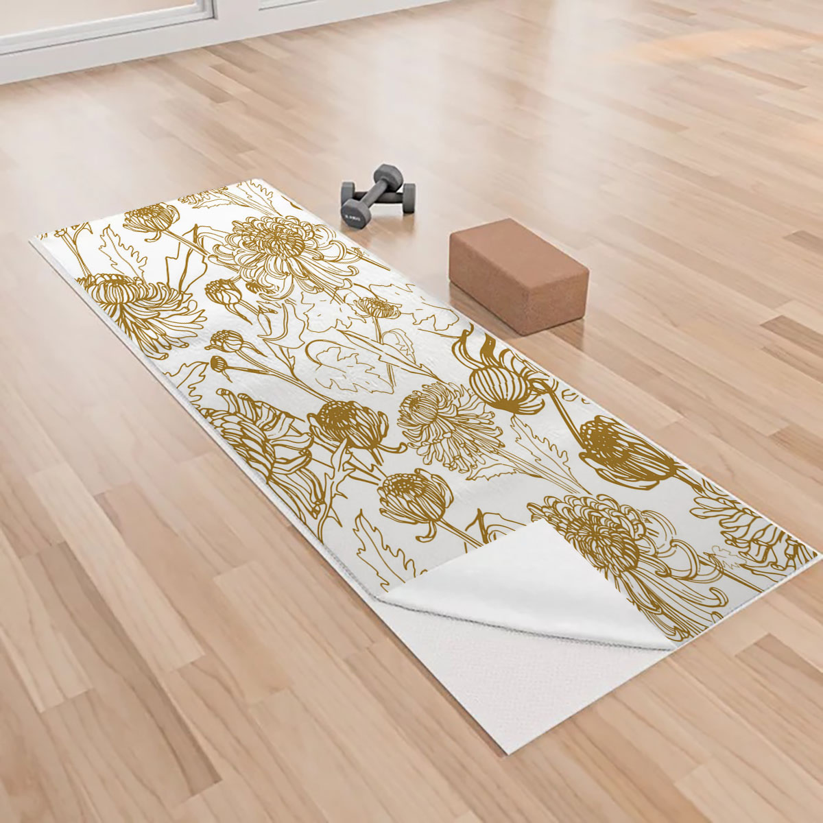 Japanese Chrysanthemum Yoga Towels