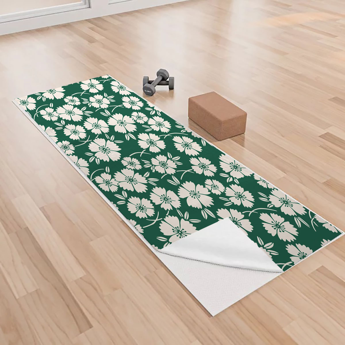 Japanese White Carnations Yoga Towels