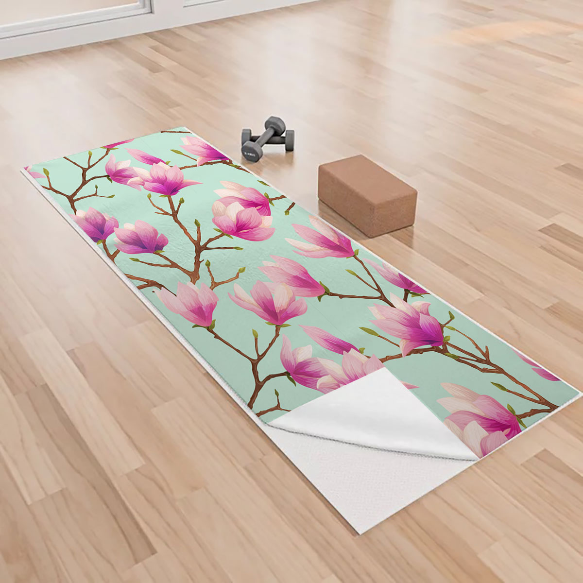 Magnolia Seamless Pattern Yoga Towels