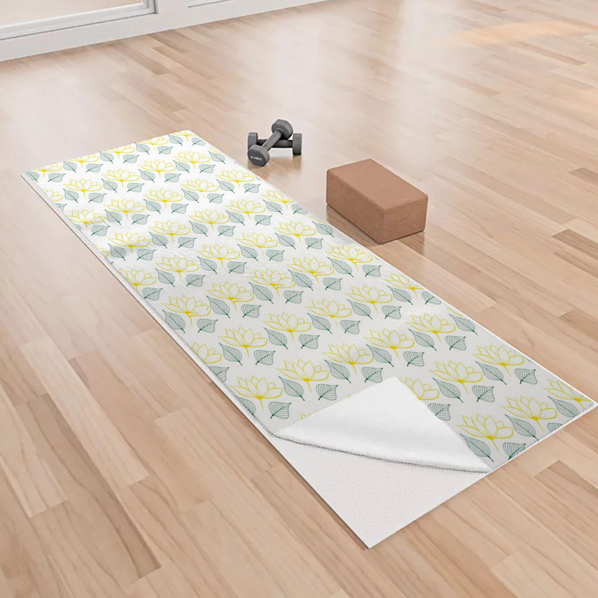 Magnolia With Leaves Seamless Pattern Yoga Towels