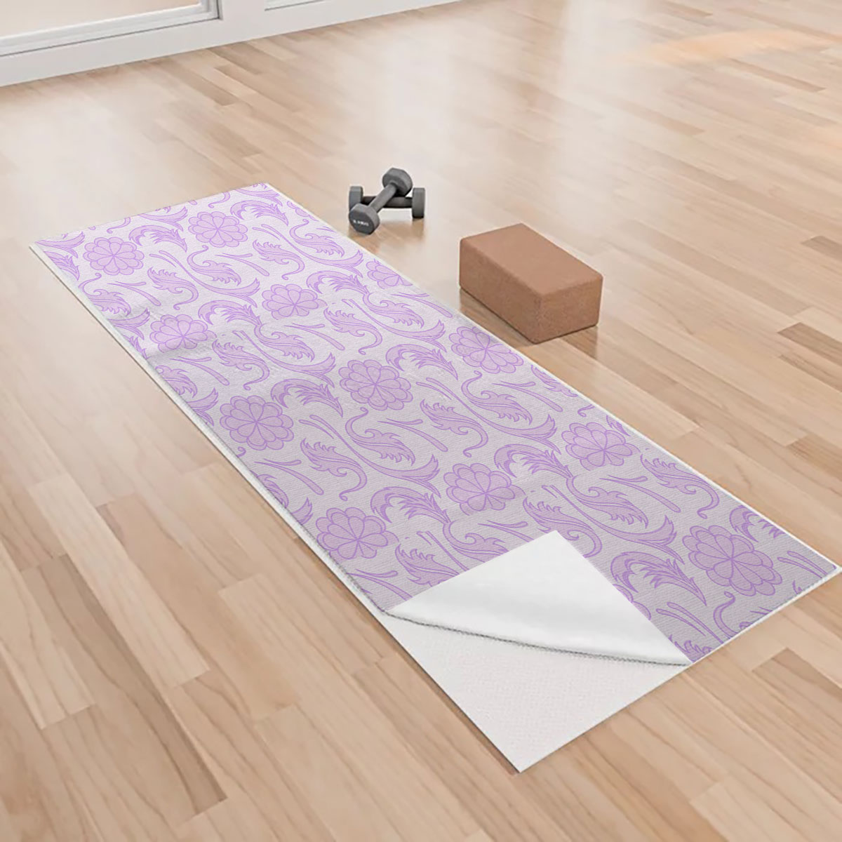 Purple Floral Seamless Pattern Yoga Towels