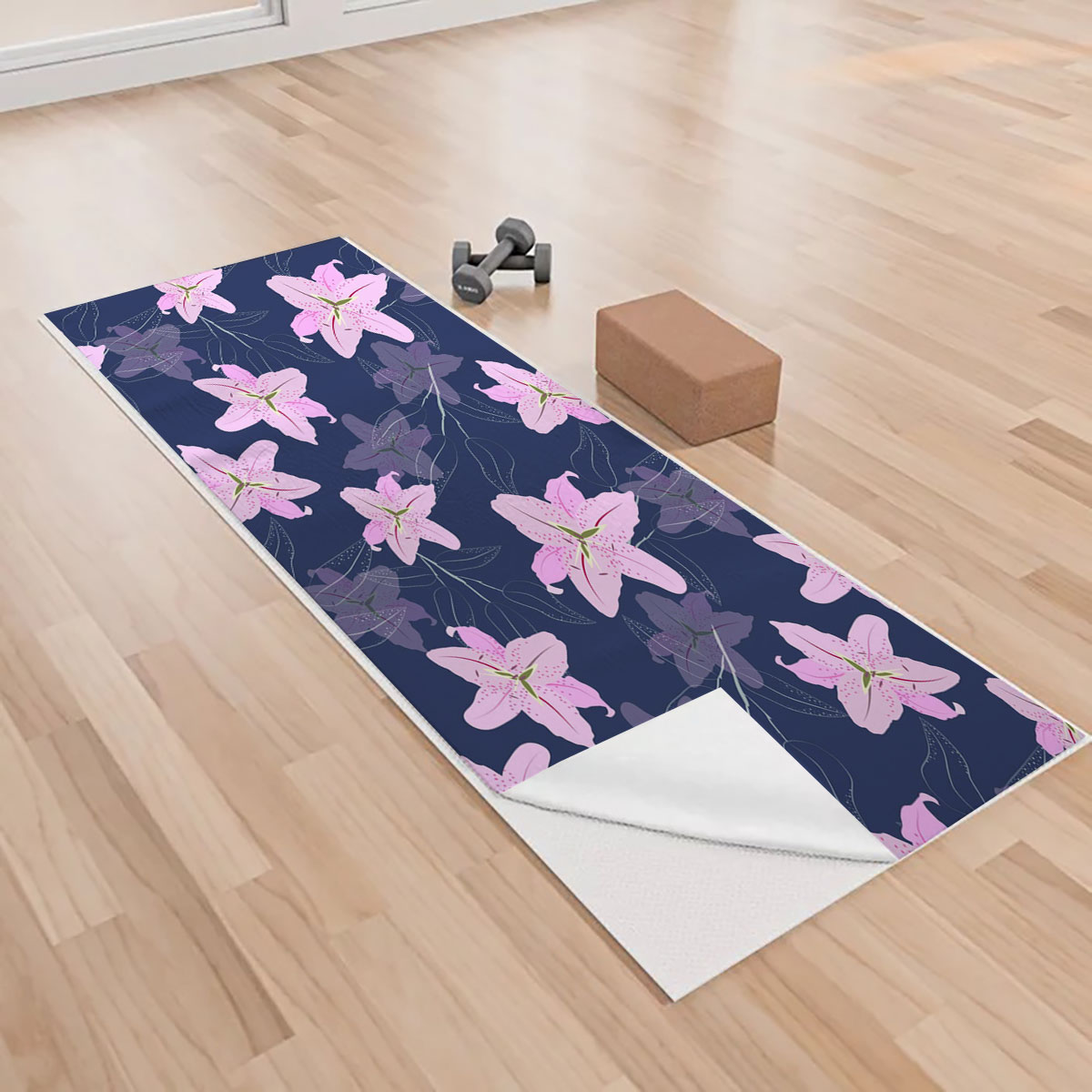Purple Lily Flowers Yoga Towels