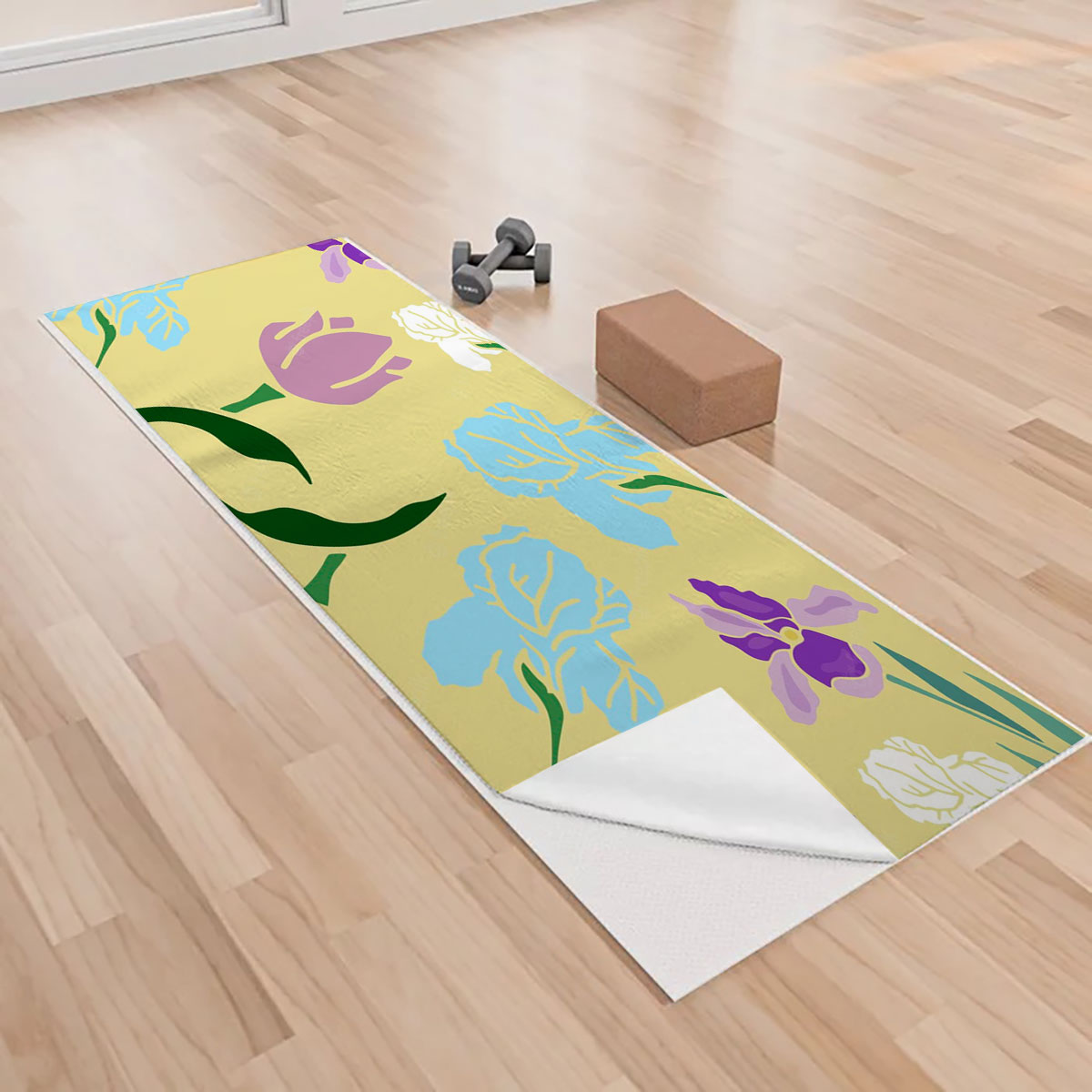 Spring Flowers Irises And Tulips Yoga Towels