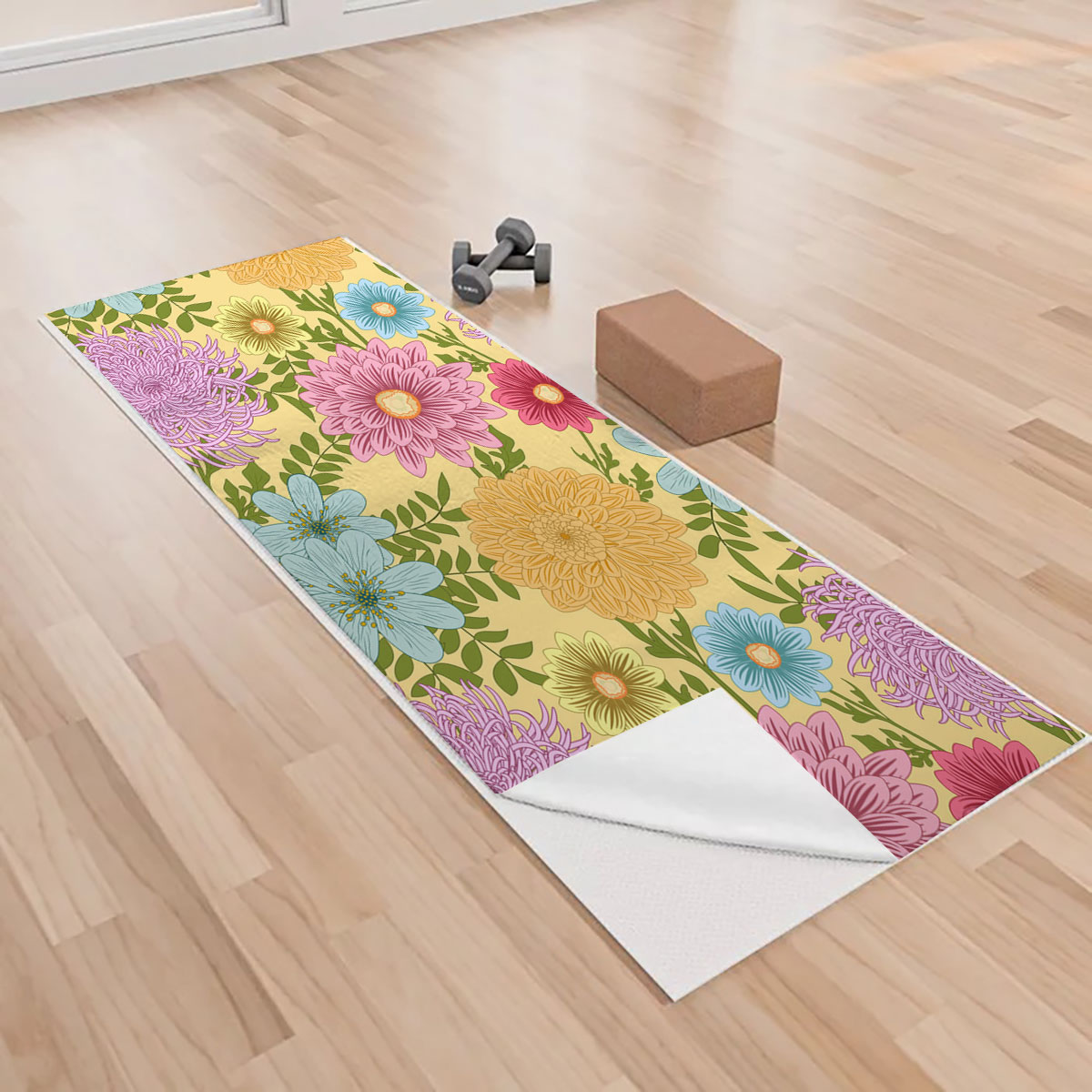 Summer Seamless Pattern With Daisy Chrysanthemum Yoga Towels