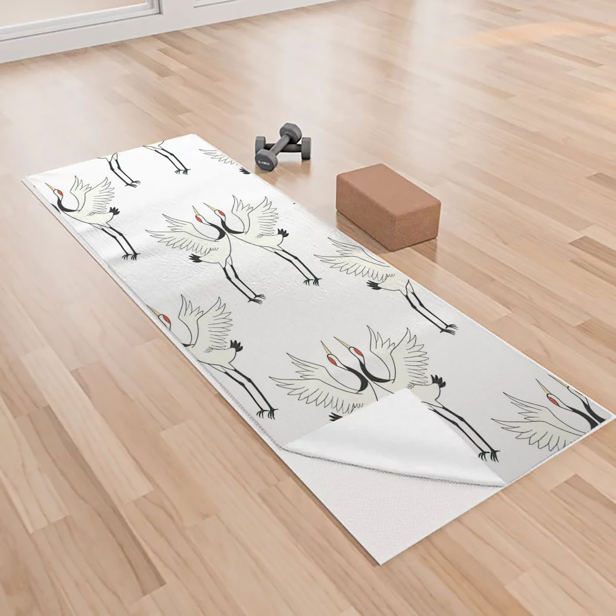 Vector Heron Art Yoga Towels