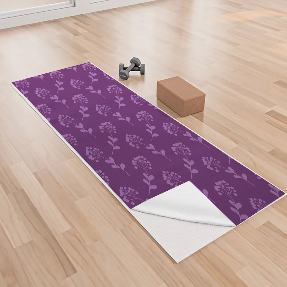 Violet Floral Seamless Pattern Yoga Towels