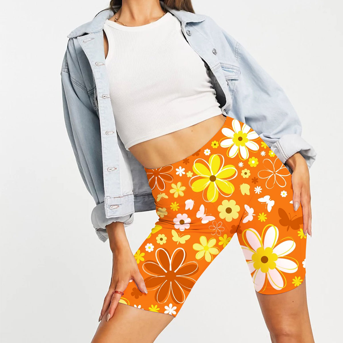Orange Little Daisy Casual Shorts