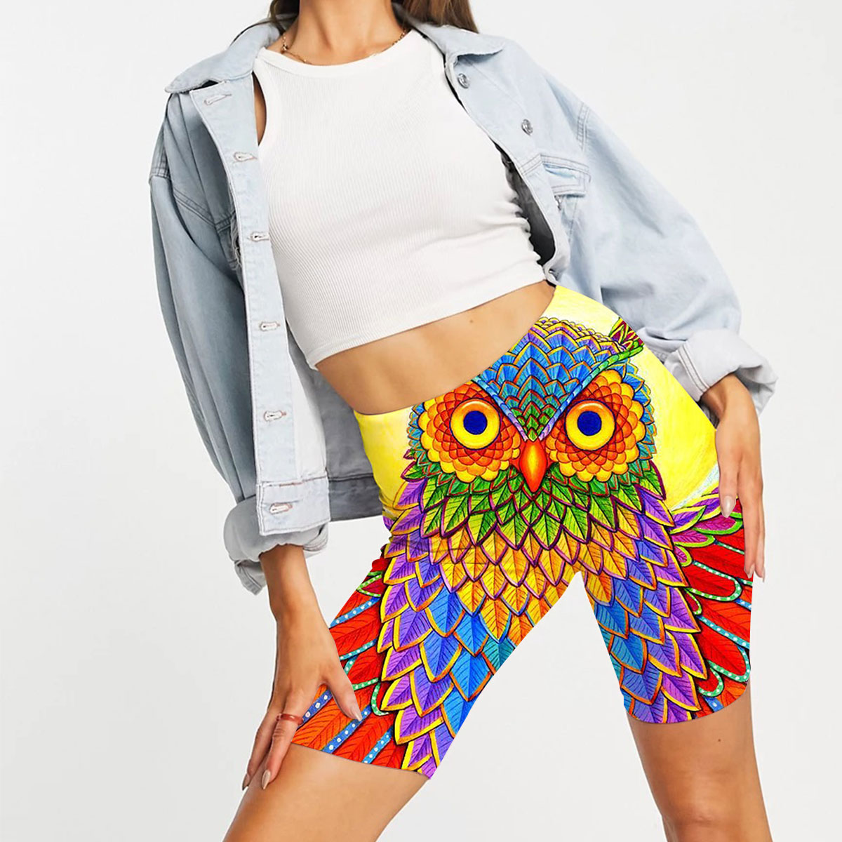 Rainbow Owl Casual Shorts