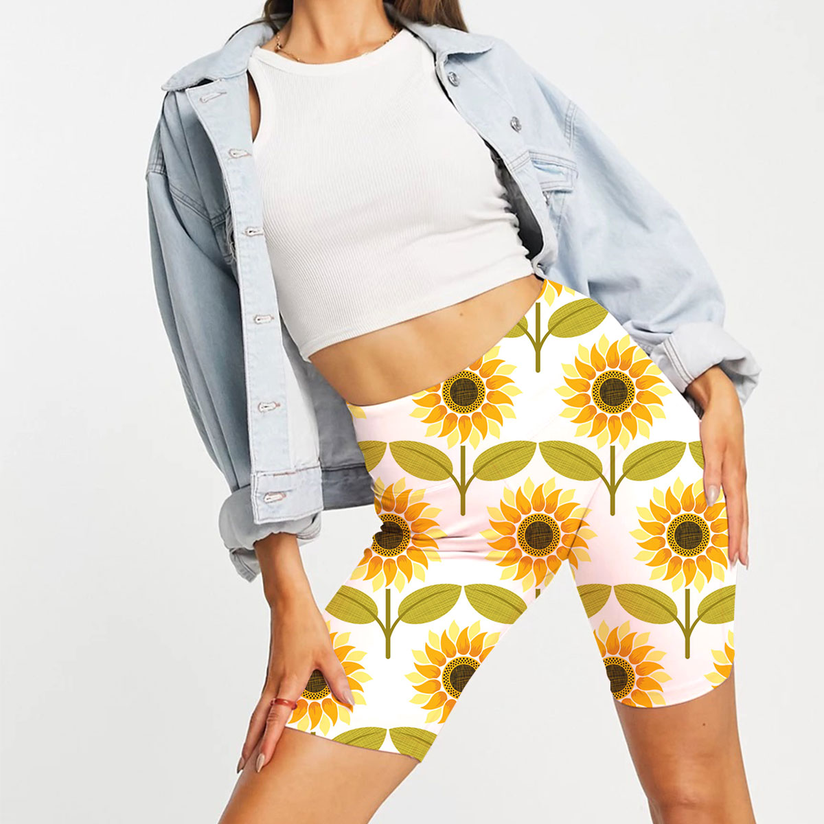 Sunflower Pattern Casual Shorts