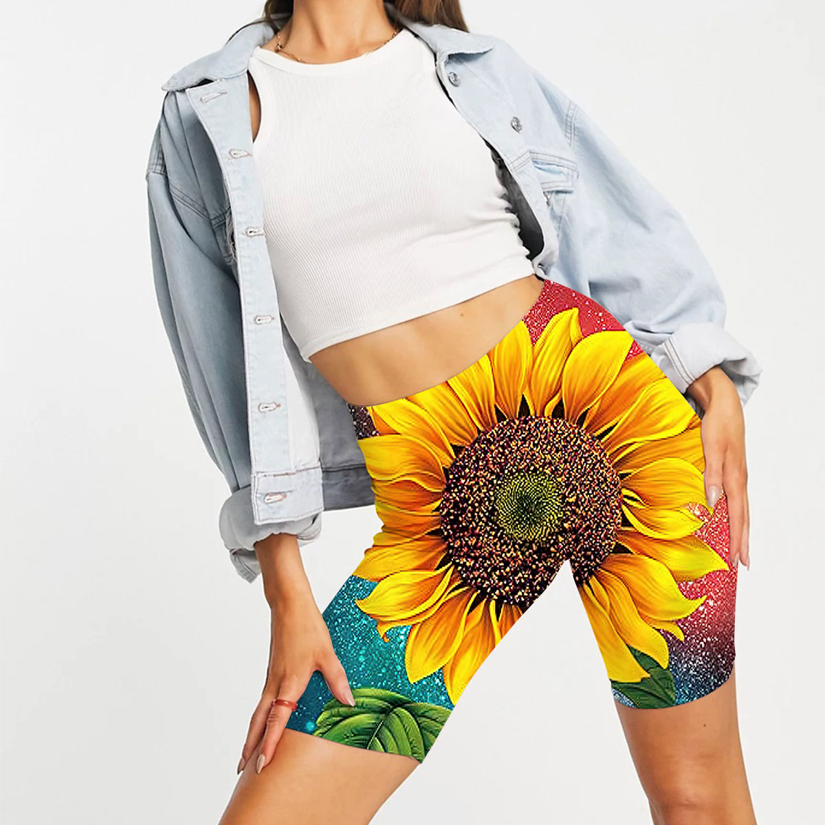 Trippy Galaxy Sunflower Casual Shorts