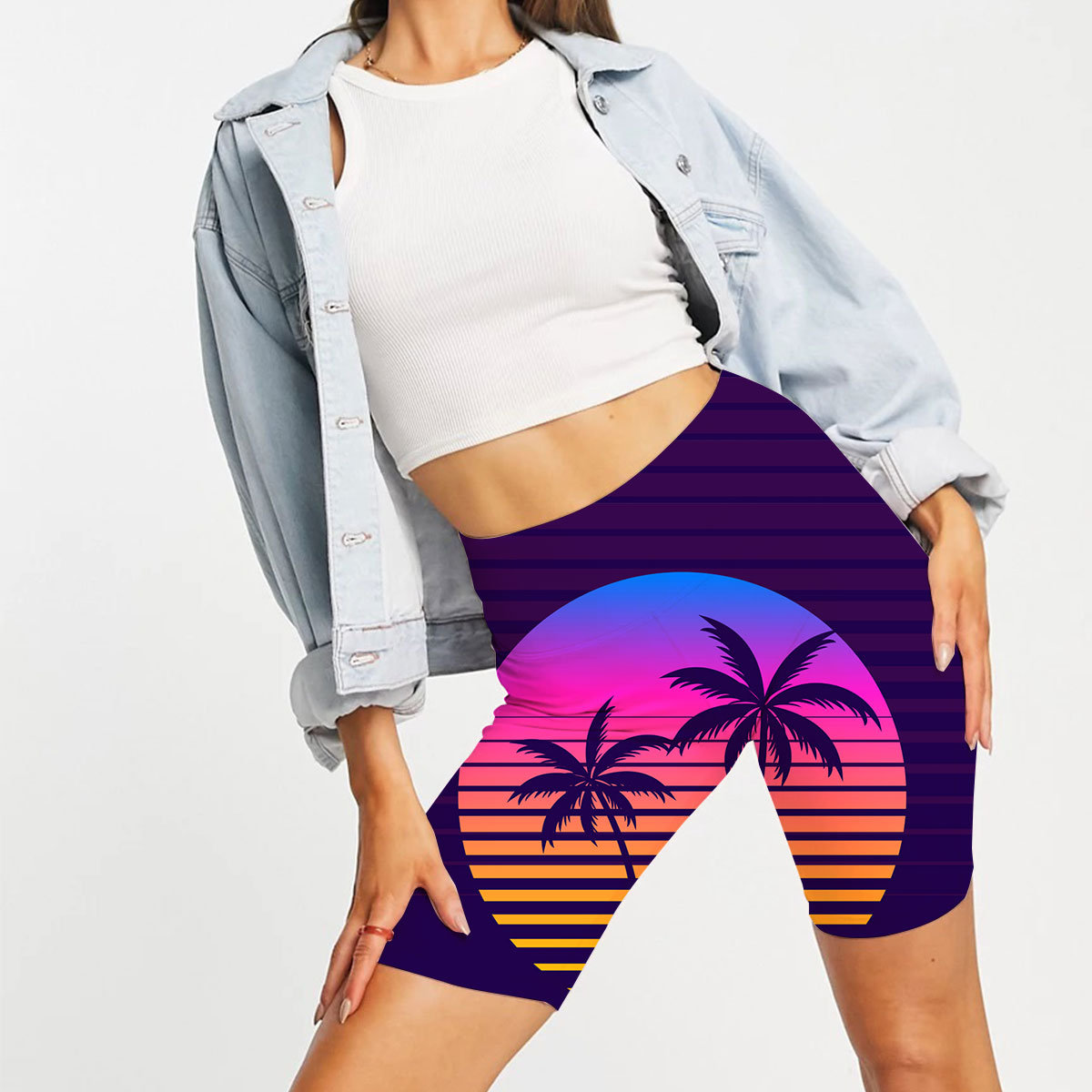 Tropical Purple Sunrise Casual Shorts