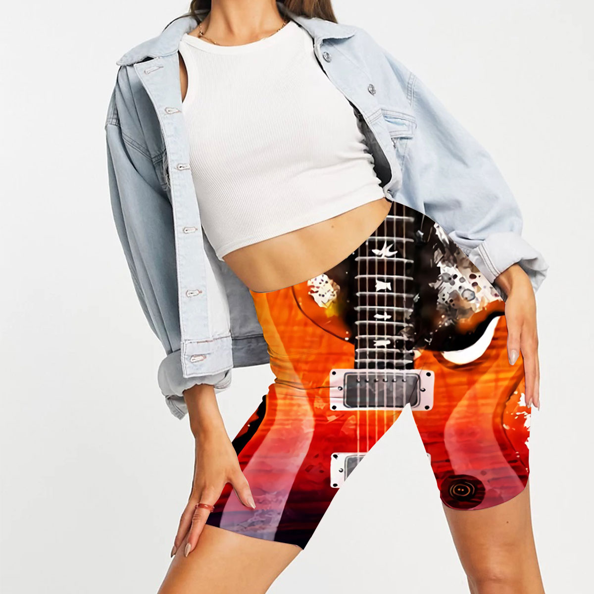 Vintage Electric Guitar Casual Shorts
