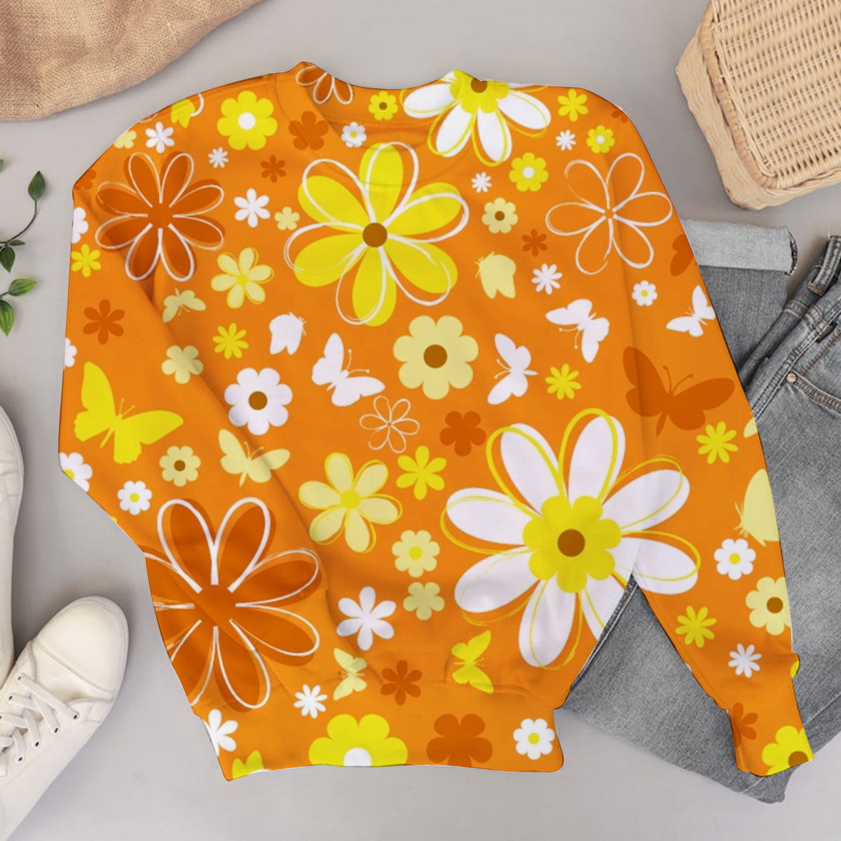 Orange Little Daisy Sweater