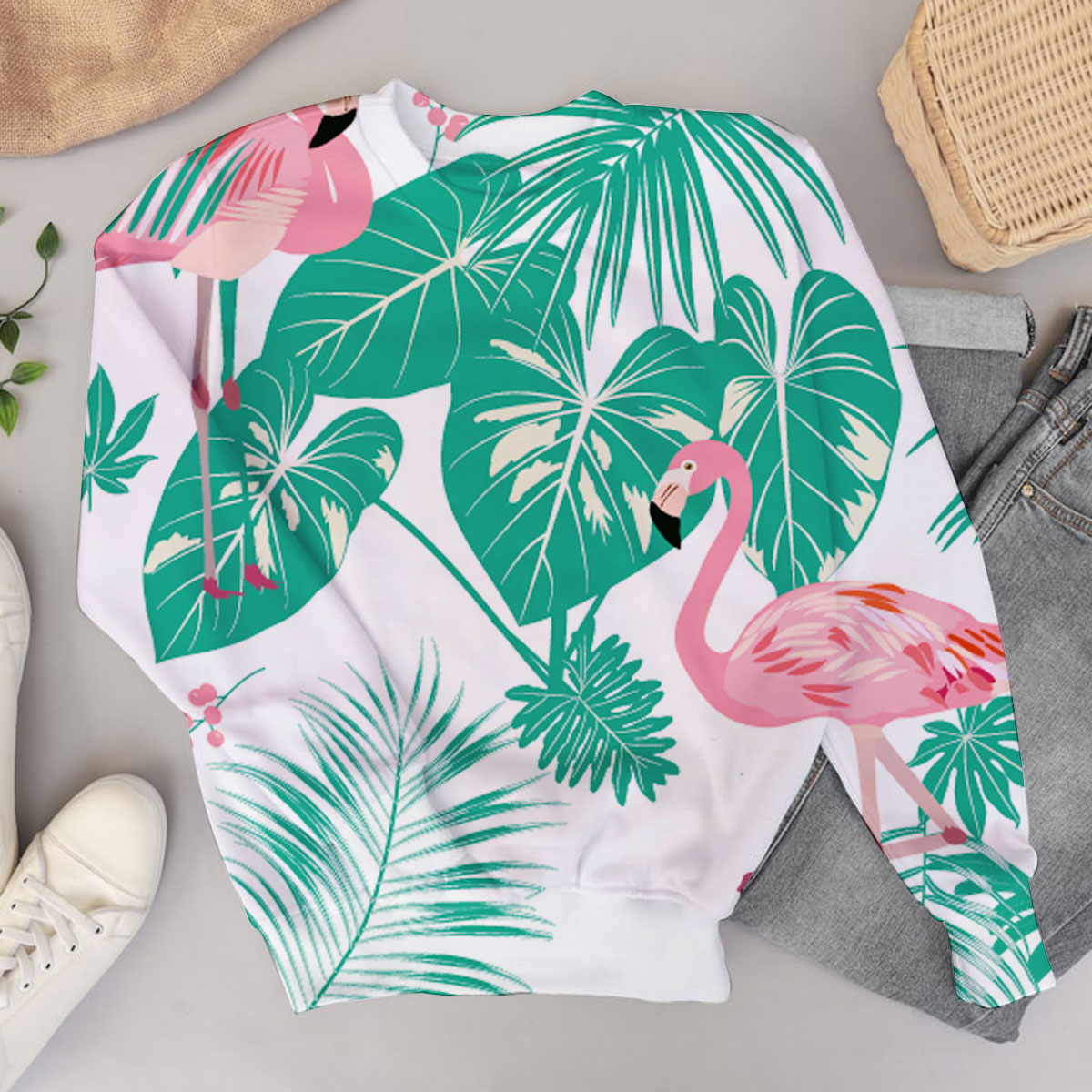 Palm Tree Flamingo Sweater