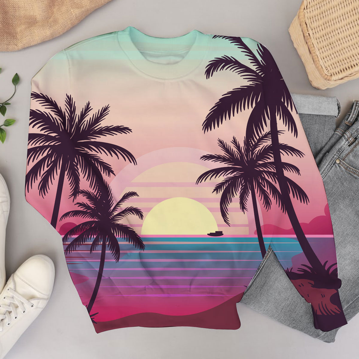 Palm Tree Sunrise Sweater