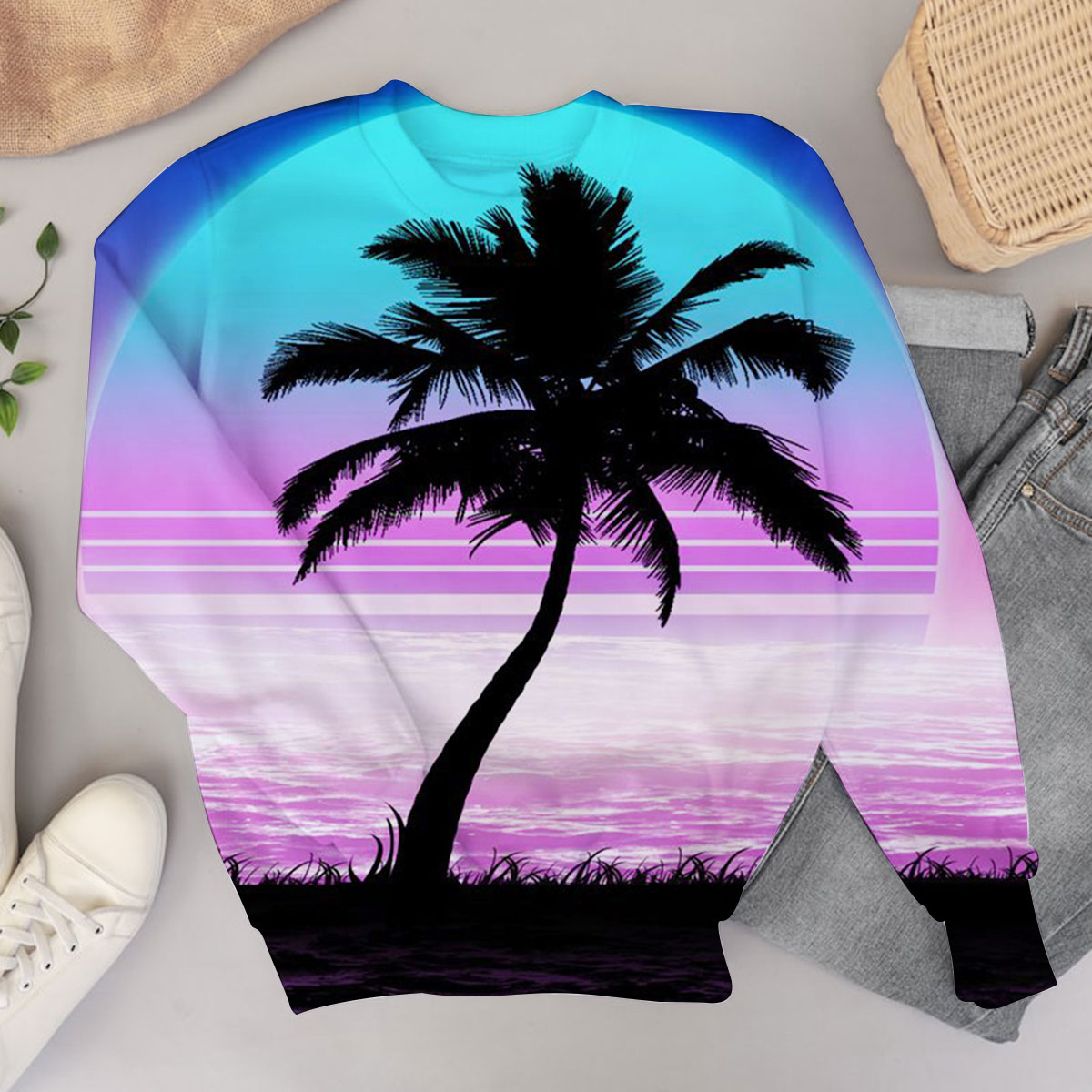 Palm Tree Sunset Sweater