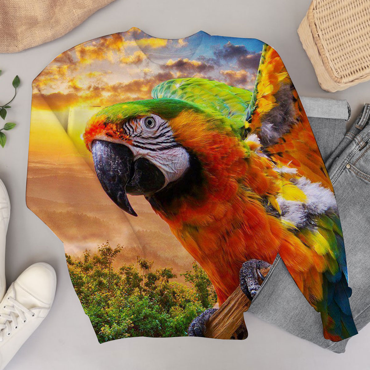 Parrot Under The Sunset Sweater