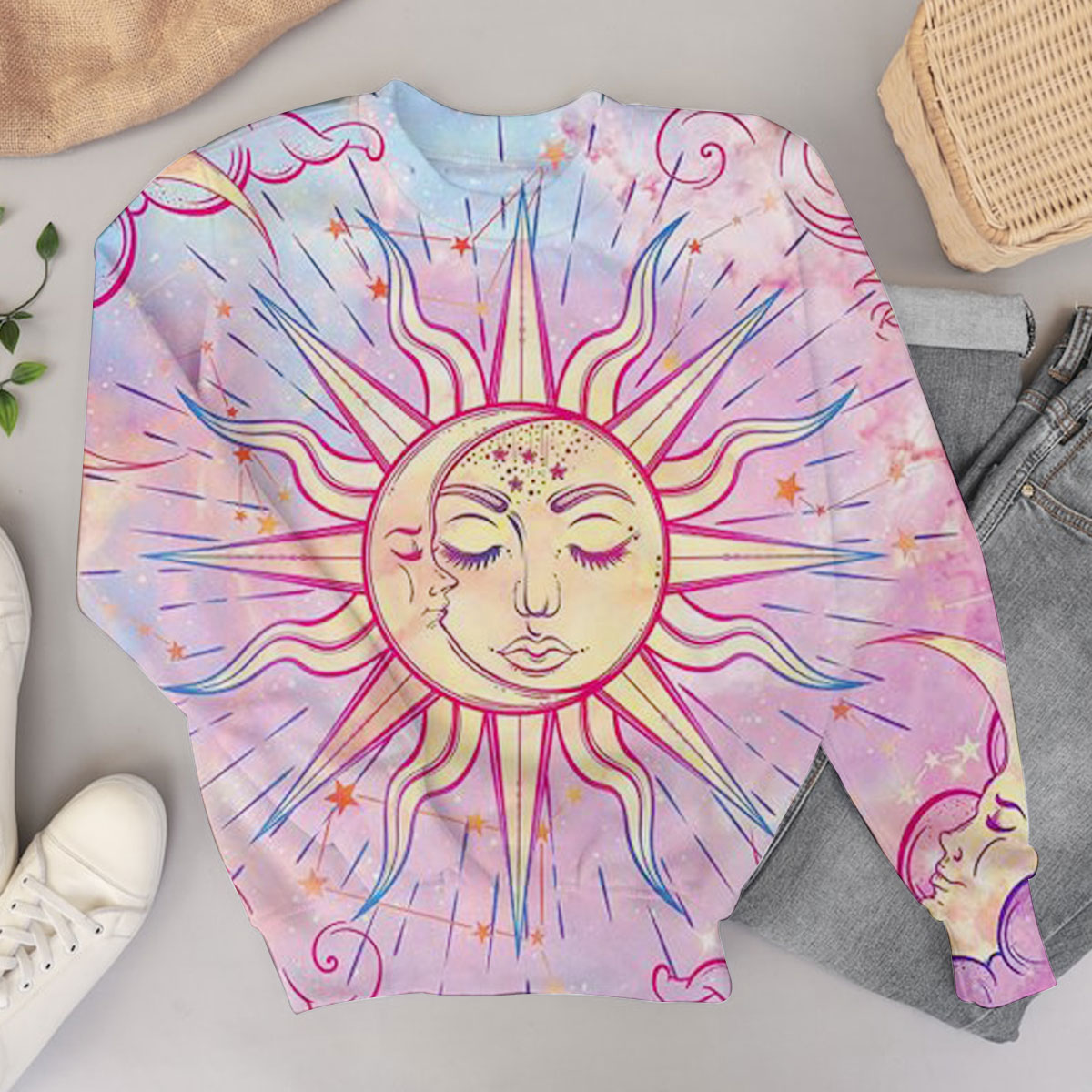 Pink Moon And Sun Sweater