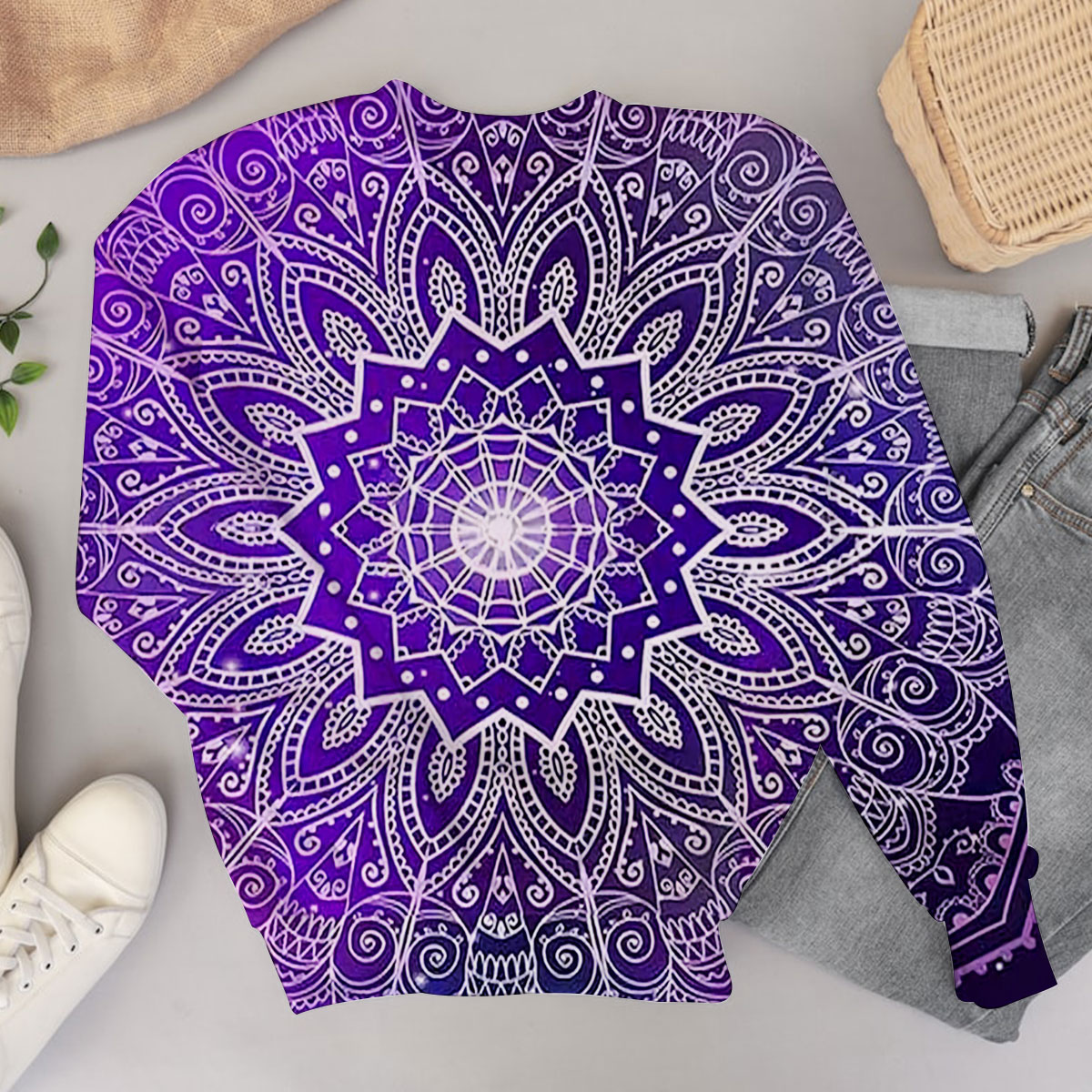 Purple Mandala Lotus Sweater
