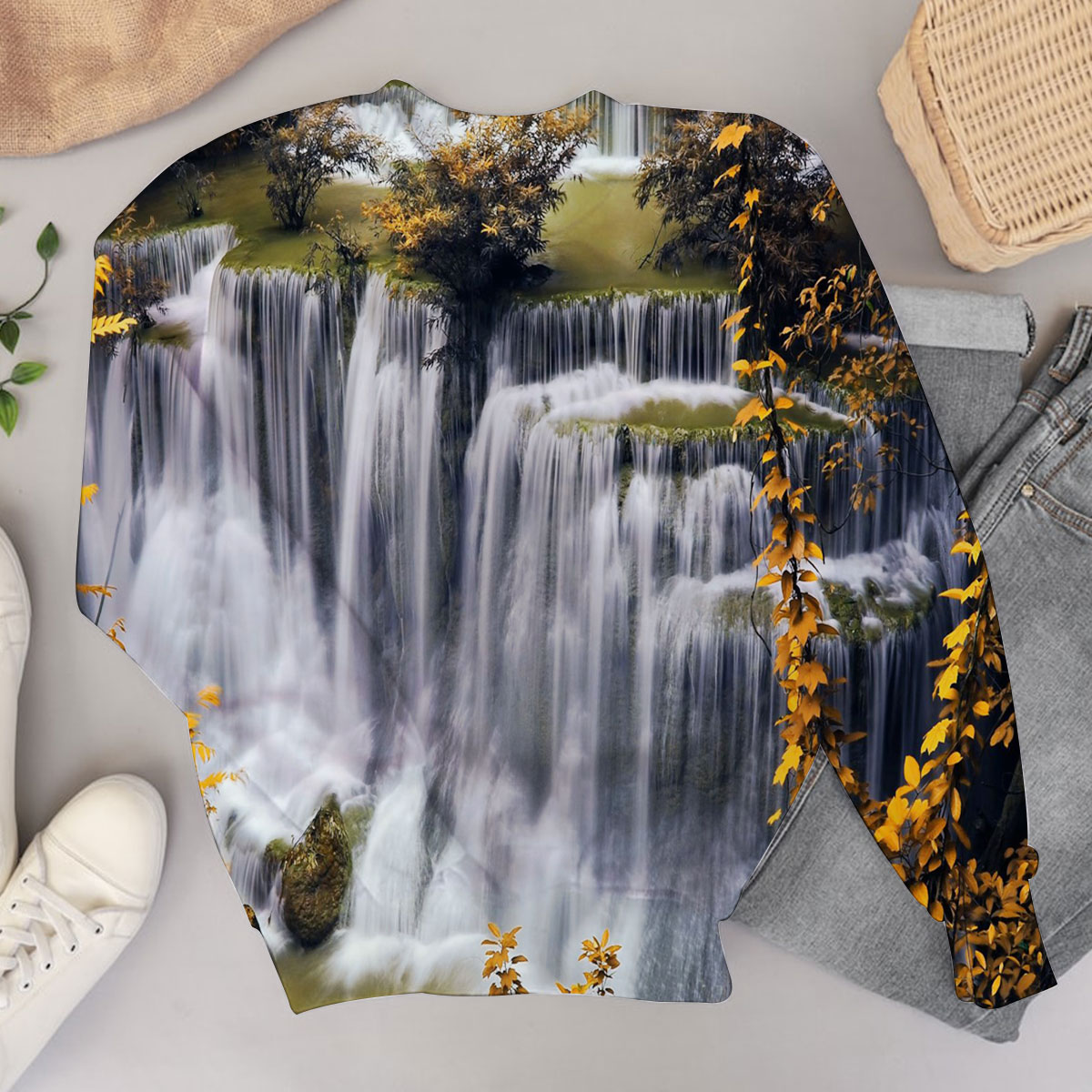 Stunning Autumn Waterfall Sweater