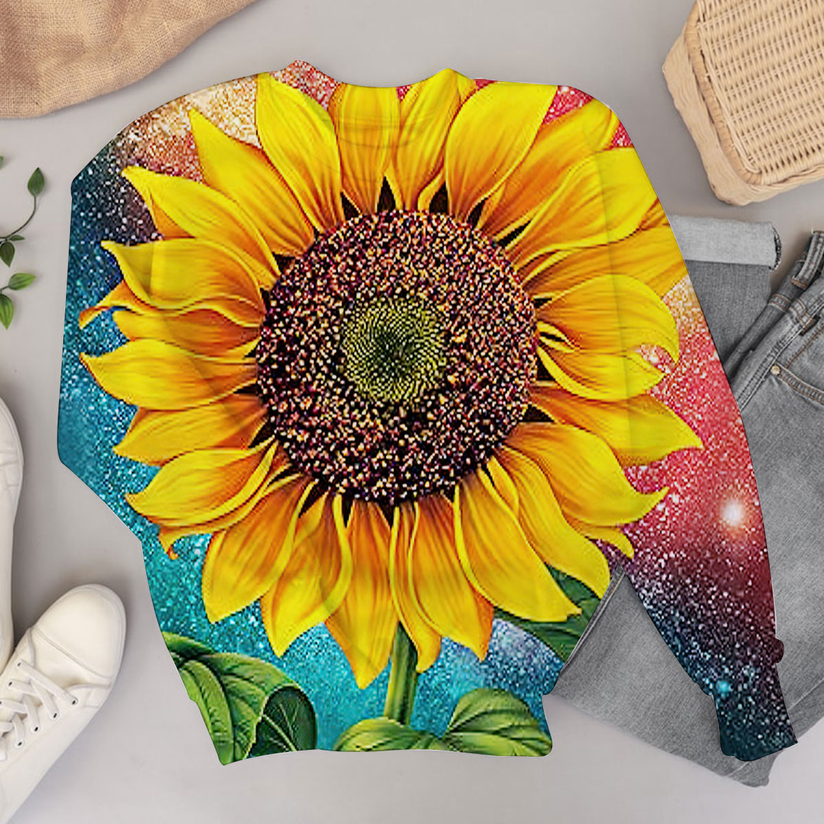 Trippy Galaxy Sunflower Sweater