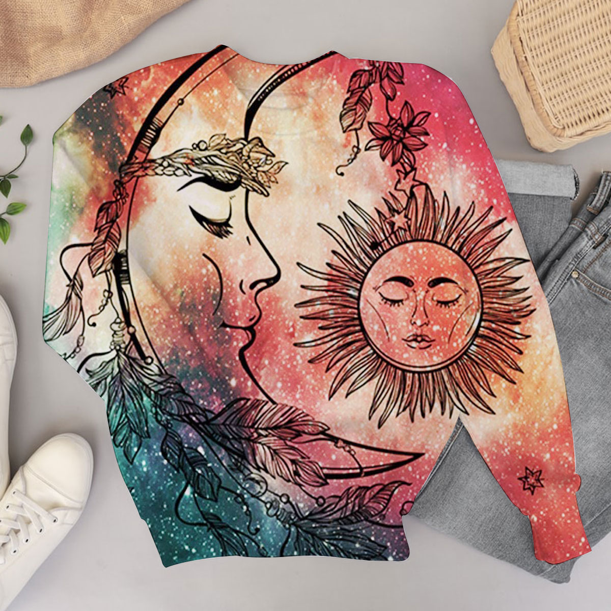 Trippy Mandala Sun And Moon Sweater