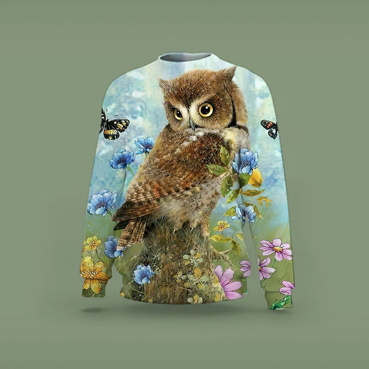 Owl And Butterfly Sweatshirt