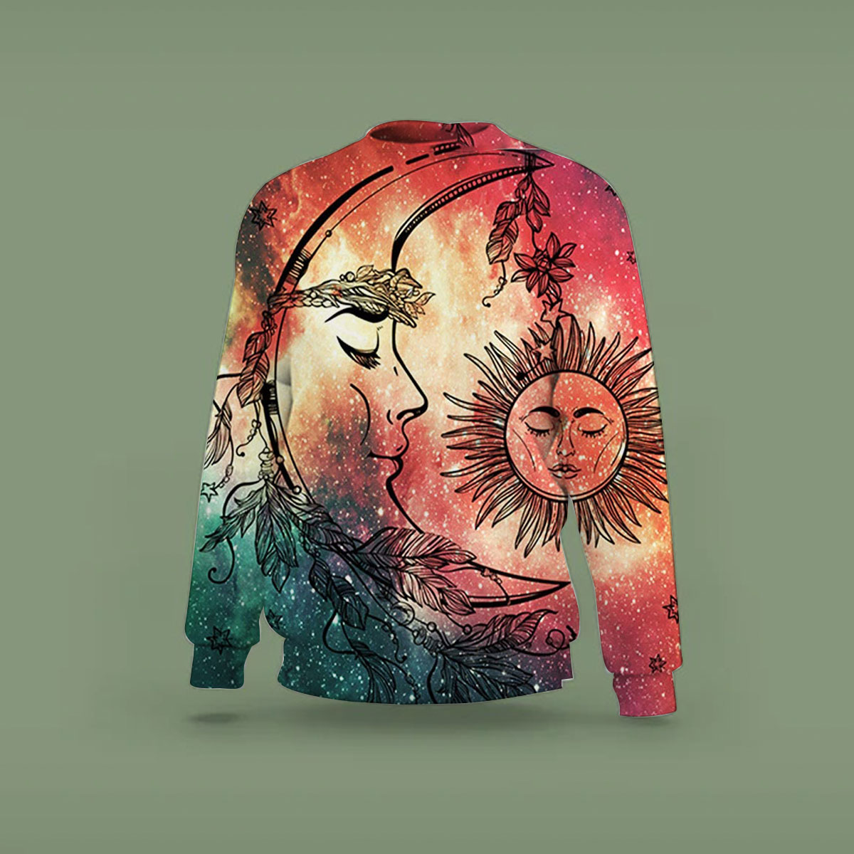 Trippy Mandala Sun And Moon Sweatshirt