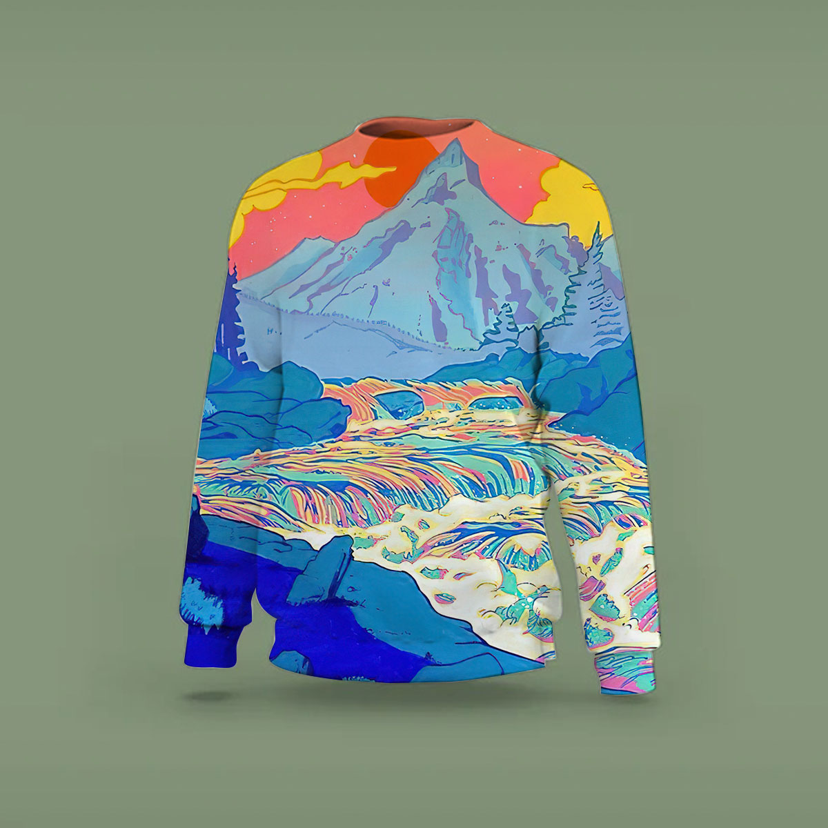 Vintage Abstract River Sweatshirt