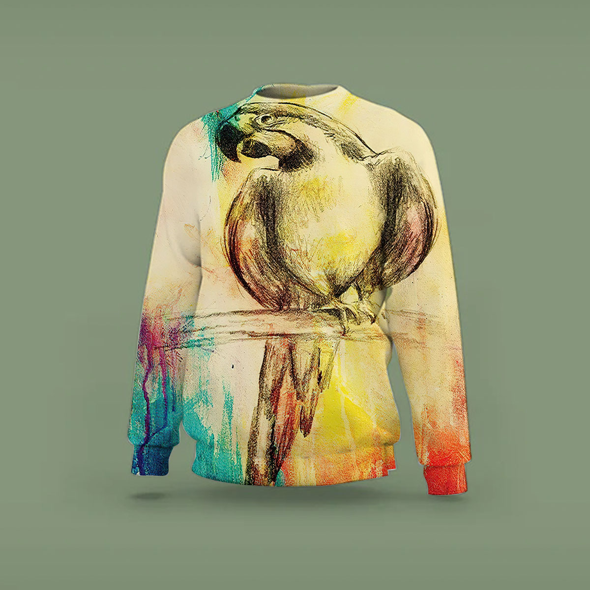 Vintage Colorful Parrot Sweatshirt
