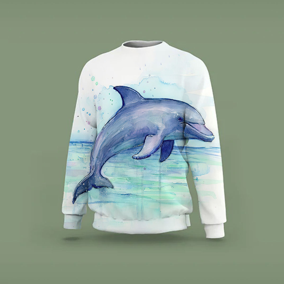 Water Color Dolpin Sweatshirt
